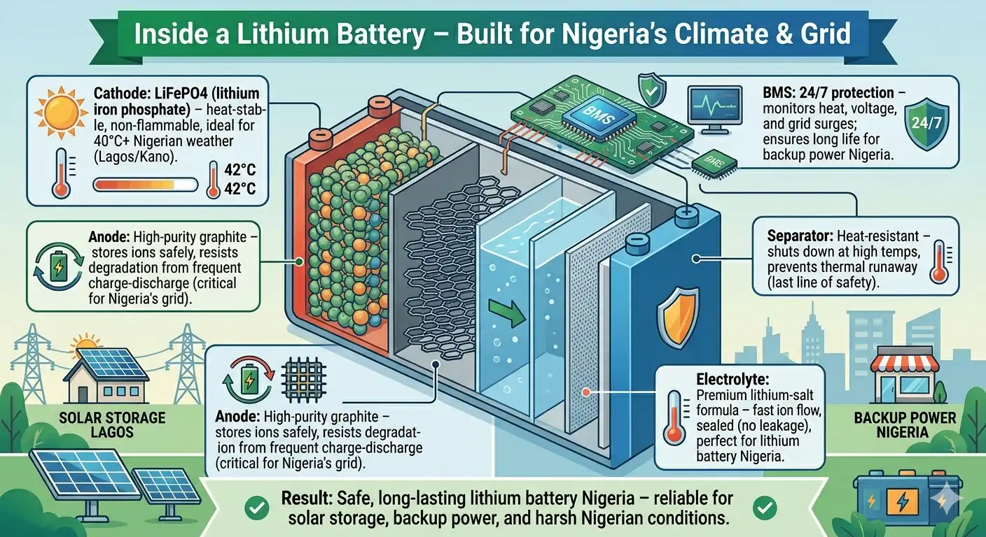 Inside a Lithium Battery | Components for Safety & Nigeria Climate